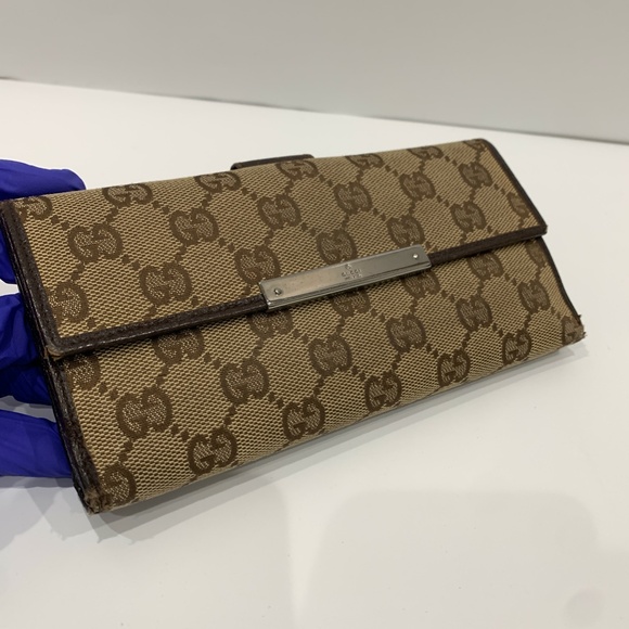 Gucci Brown GG Canvas Long Wallet Sku#85393 (Gently used, crack) - Picture 15 of 15